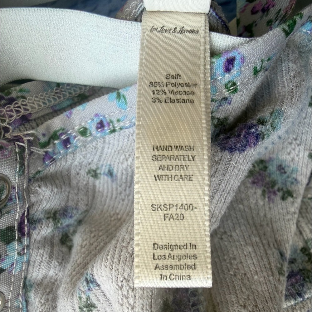 For Love & Lemons Purple Printed Pointelle Romper Size Small - Picture 6 of 7
